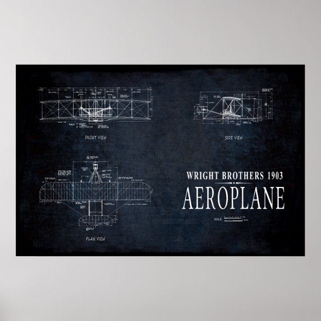 AFFICHES 1903 WRIGHT BROTHERS AVION BLUEPRINT (Devant)