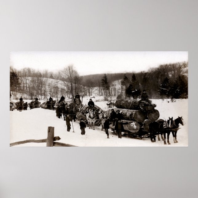 Affiches 1905 Lumberjacks au travail (Devant)