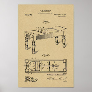 Affiches 1909 Vintage Osteopathic Table Patent Art Print