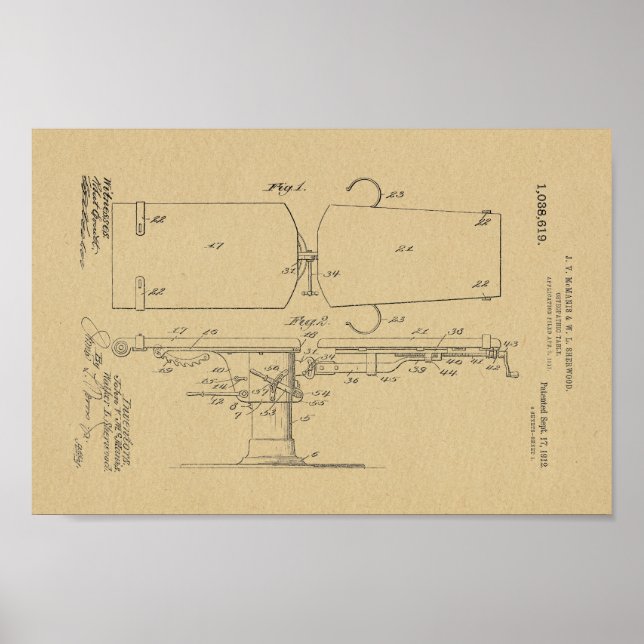 Affiches 1912 Table ostéopathique Vintage Brevet Art Imprim (Devant)