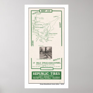 Affiches 1914 carte, Pebble Beach, commande de 17 milles,
