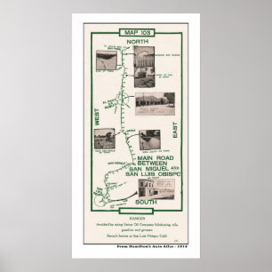 Affiches 1914 Carte, San Miguel à San Luis Obispo