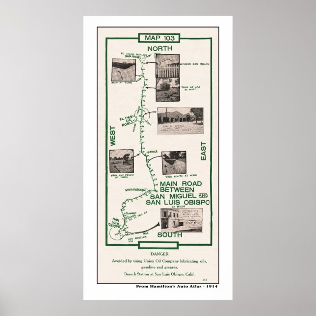 Affiches 1914 Carte, San Miguel à San Luis Obispo (Devant)
