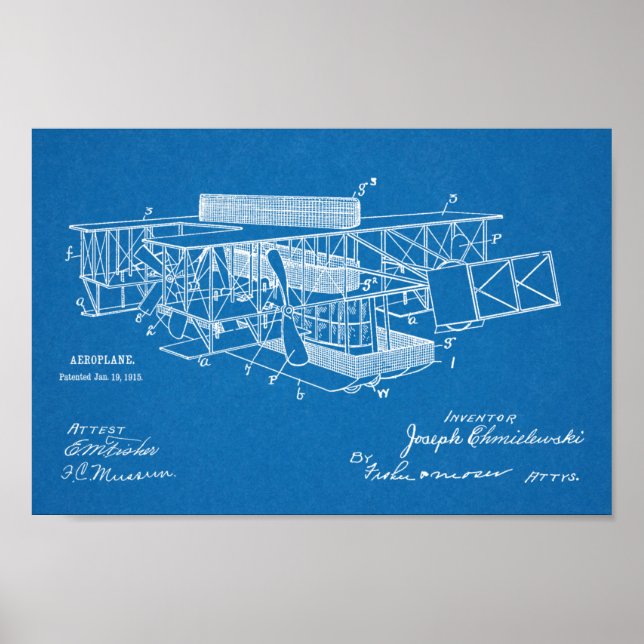 Affiches 1915 Aéronefs Brevet d'art d'avion Imprimer (Devant)