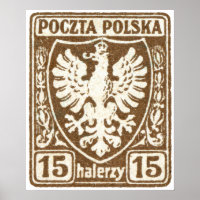 1919 15h Timbre d'aigle polonais