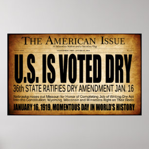 AFFICHES 1919 L'INTERDICTION DE L'ÈRE SÈCHE COMMENCE ! EN-T