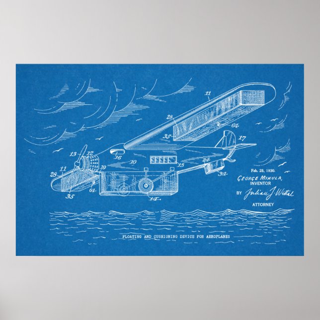 Affiches 1930 Sécurité Avion Brevet d'art Imprimer (Devant)