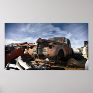 Affiches 1940 Buick & F-86 Saber survol - junkyard art