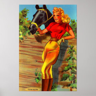 Affiches 1940s pin-up gal and horse