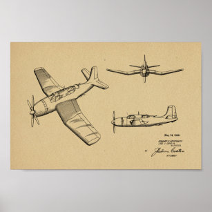 Affiches 1946 Brevet d'art d'avion militaire Imprimer