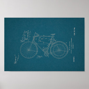 Affiches 1948 Vintage Schwinn Bicycle Brevet Blueprint Art