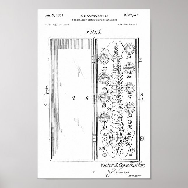 Affiches 1951 Chiropratique Vintage Spine Patent Art Imprim (Devant)