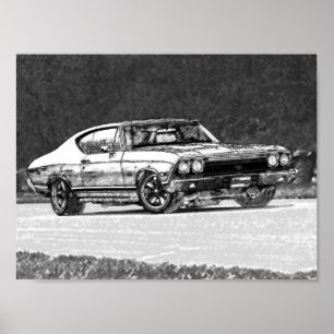 Affiches 1968 Chevelle Pencil Sketch