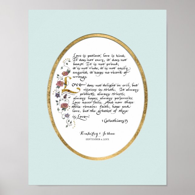 Affiches 1 Corinthiens 13, Chapitre d'amour Écriture chréti (Devant)