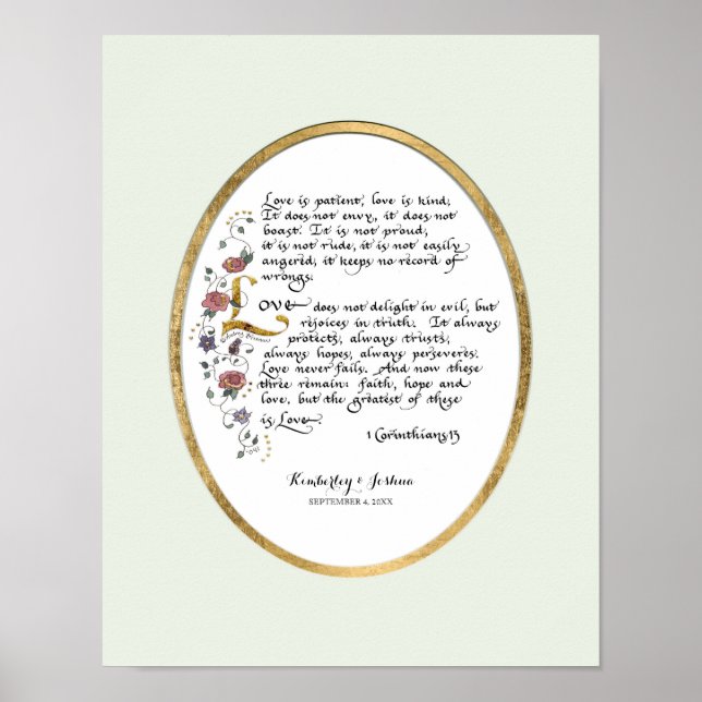 Affiches 1 Corinthiens 13, Chapitre d'amour Écriture chréti (Devant)