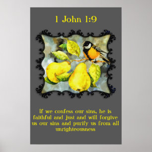 Affiches 1 Jean 1:9 Colibris canari noir et jaune