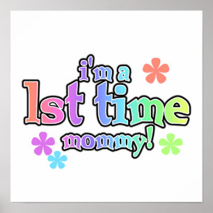 Affiches 1ère fois Mommy Rainbow Text Cadeaux
