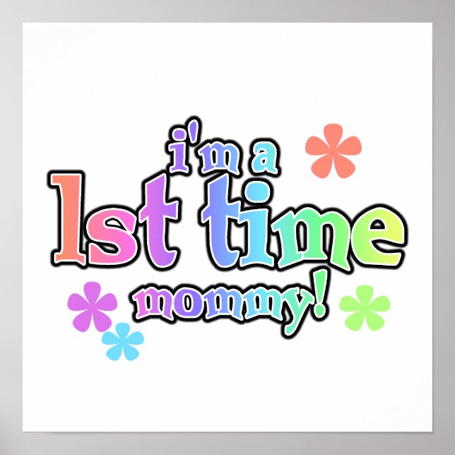 Affiches 1ère fois Mommy Rainbow Text Cadeaux (Devant)