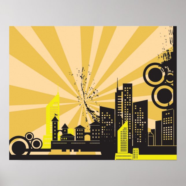 Affiches 20x16 Abstrait Mur de ville jaune (Devant)