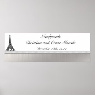 Affiches 22,5" x 7,5" a personnalisé Tour Eiffel noir de