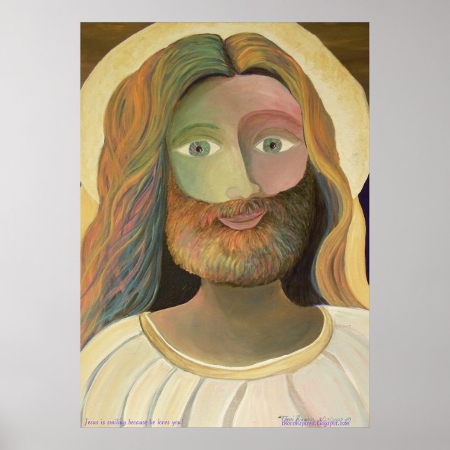 Affiches 23" x 32" Jésus sourit parce qu'il vous aime ! (Devant)