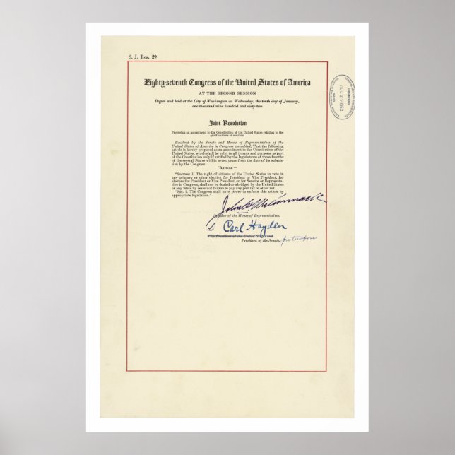 Affiches 24ème amendement de la Constitution américaine (Devant)