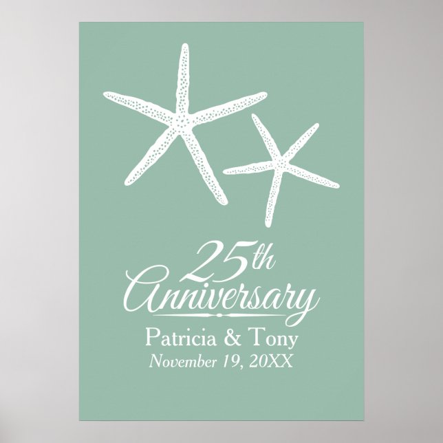 Affiches 25e anniversaire du Mariage Starfish Personnalisé (Devant)