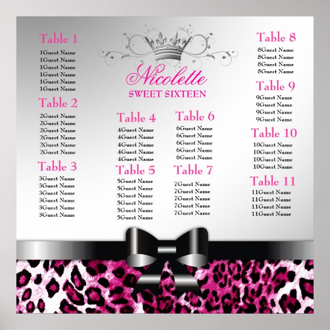 Affiches 311 Bowlicious Chaud rose Leopard Seating Chart (Devant)