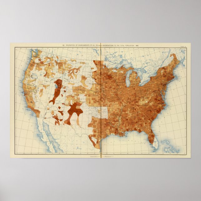 Affiches 34 Proportion de confessions religieuses 1890 (Devant)