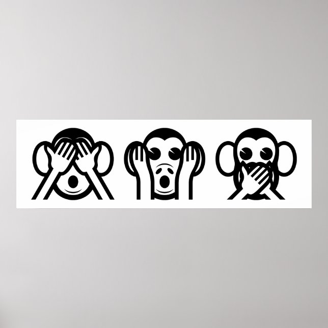 Affiches 3 Singes Sages Emoji (Devant)