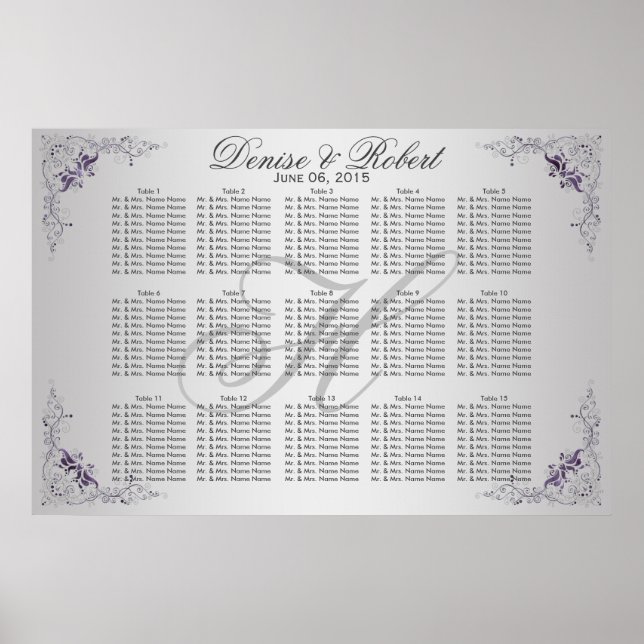 Affiches #3Diagramme ornate de fleurs d'argent violet (Devant)