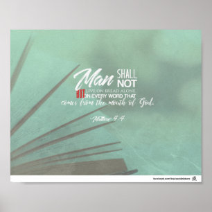 Affiches 4:4 de Matthew - l'homme vivra sur le mot