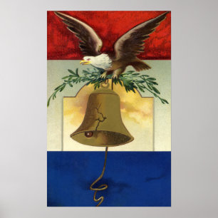 Affiches 4 juillet vintage avec Eagle et Liberty Bell