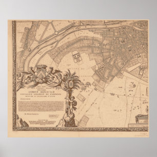 Affiches 4 Panneaux Sepia de Rochefort Paris Plan 3