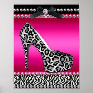 Affiches 4 Stephanie Banner Hot rose Zebra Leopard