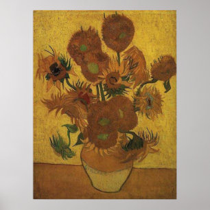 Affiches 4ème version de tournesols avec l'arrière - plan