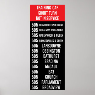 Affiches 505 DUNDAS Replica TTC Streetcar Rollsign