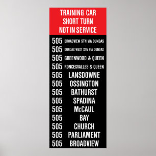 Affiches 505 tramway Rollsign de la reproduction TTC de