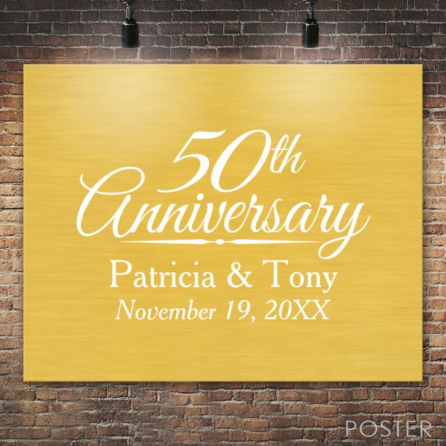 Affiches 50e anniversaire du Mariage Golden personnalisé (Anniversary Poster)