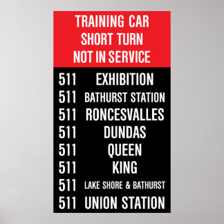 Affiches 511 BATHURST Réplique TTC Streetcar Rollsign