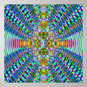 Affiches 52x52 or Smaller Poster, Psychedelic Blue Gold