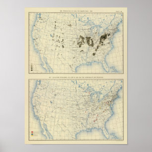 Affiches 58 Charbon 1890, minerai de fer 1889