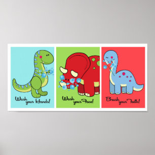 Affiches 5x7 Dinosaur Dino World Bathroom