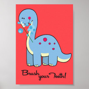 Affiches 5x7 Dinosaure WorBrush Your Teeth Salle de bain Mu