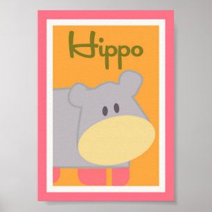 Affiches 5x7 "Hippo" Jungle Safari bébé lit mur Art