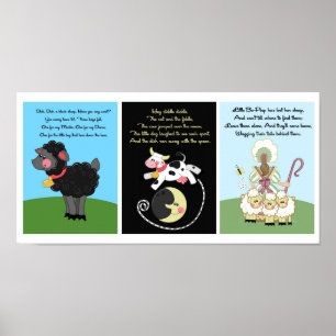 Affiches 5x7 Noir Mouton Diddle Bo Peep Kids Pièce Mur Art