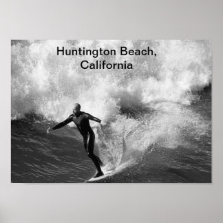 Affiches 5x7 Surfer noir whit, Huntington Beach, Californie