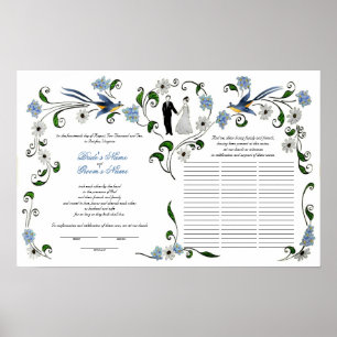 Affiches 60 invités Quaker Mariage en été - bleu, blanc