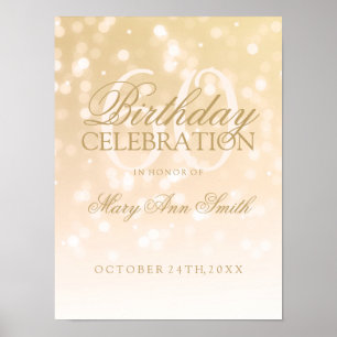 Affiches 60e anniversaire Gold Bokeh éclairs