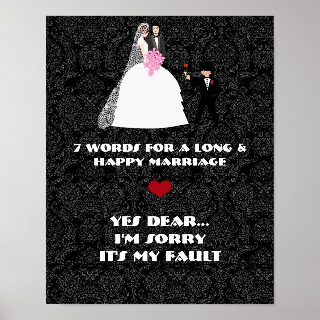 Affiches 7 mots pour un mariage long et heureux - Oui Cher (Devant)